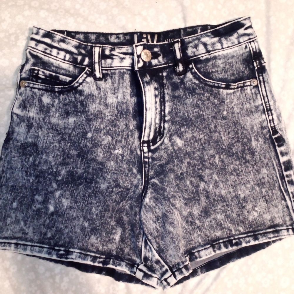 Acid washed jean shorts
